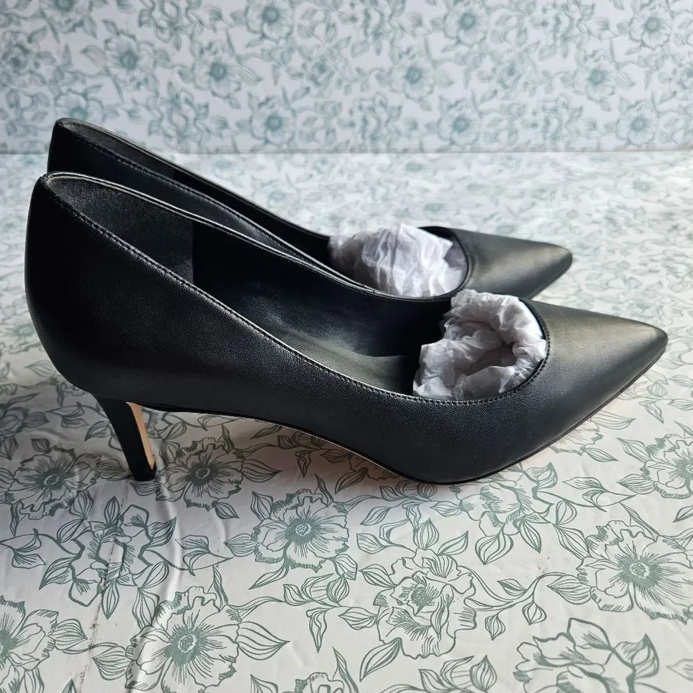 NIB Via Spiga Gya Pointed Toe Black Leather Pump | 8 - Picture 5 of 7
